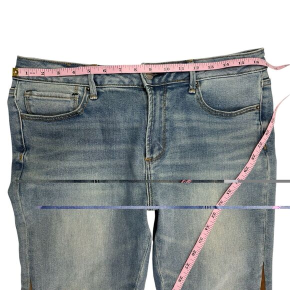 Driftwood Indie Patchwork Crop Bootcut Kick Frayed Hem Step Jeans Size 31 - Picture 12 of 15